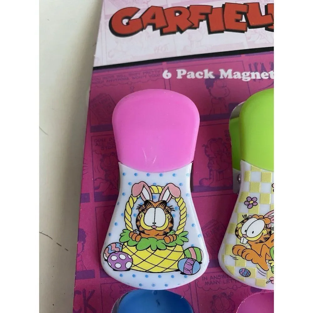 6 Pack Nickelodeon Garfield Magnetic Bag Clips Easter Spring Flowers Bunny‎ Eggs
